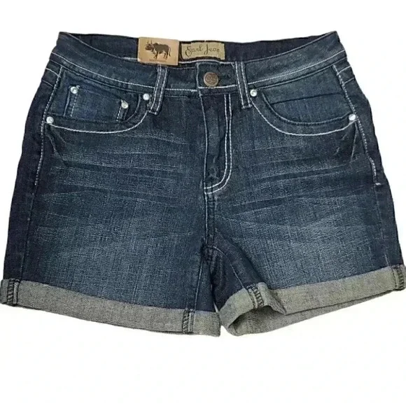 Earl jeans Women's Avery High Rise Rolled Cuff Button Shorts - Picture 2 of 9